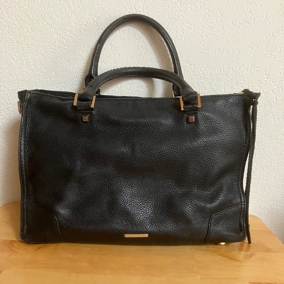 REBECCA MINKOFF REGAN BLACK LEATHER HAND BAG - Picture 1 of 16